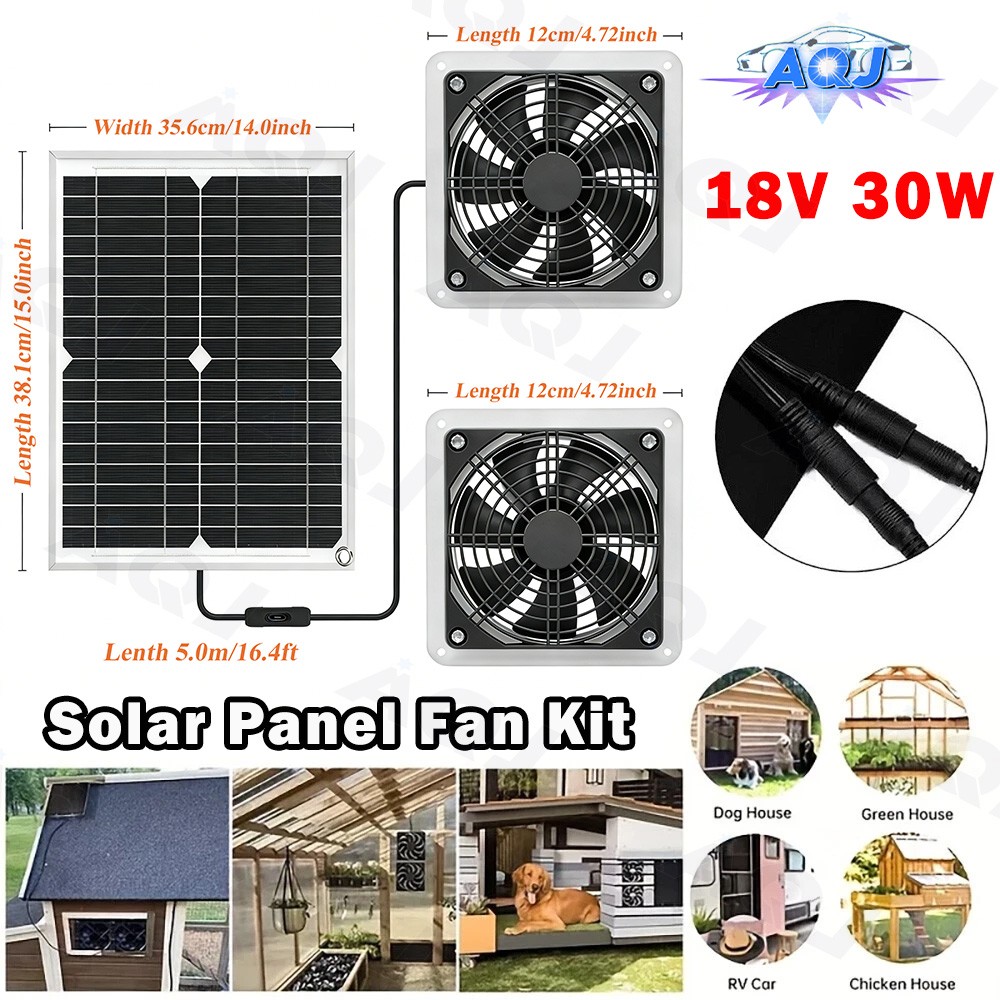 Solar Fan Kit Waterproof Solar Panel Ventilation Fan Exhaust Intake Greenhouse