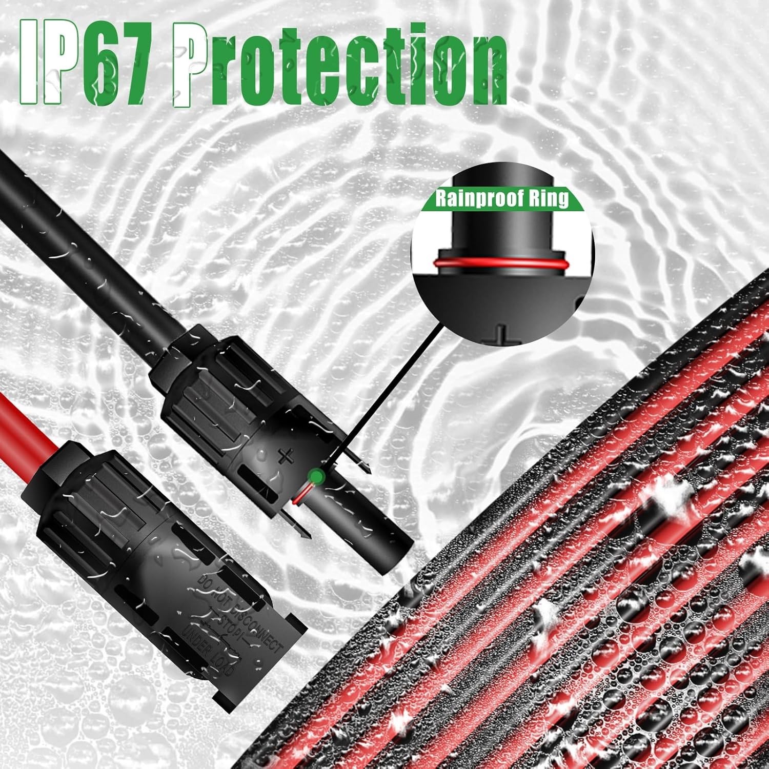 Cable solar 10AWG doble 20/30FT, conectore IP67 para paneles solares RV y marino