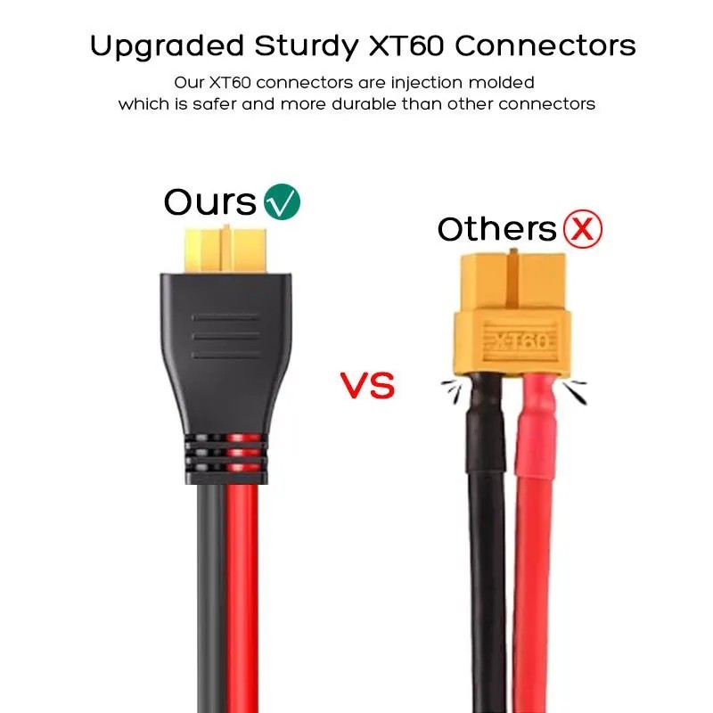 12AWG XT60 Male to Female Extension Cable for EcoFlow Bluetti Anker Solar