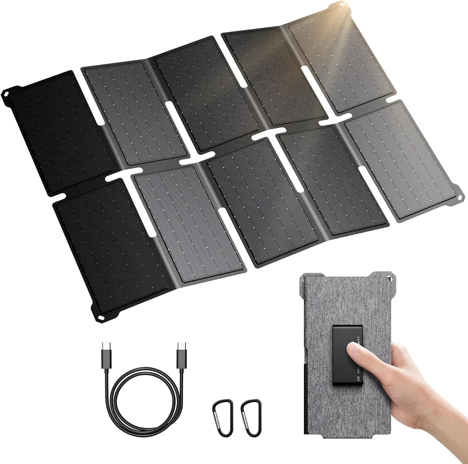BigBlue Portable 35W Solar Panel Charger with Fast Charging USB-A and PD 25W USB