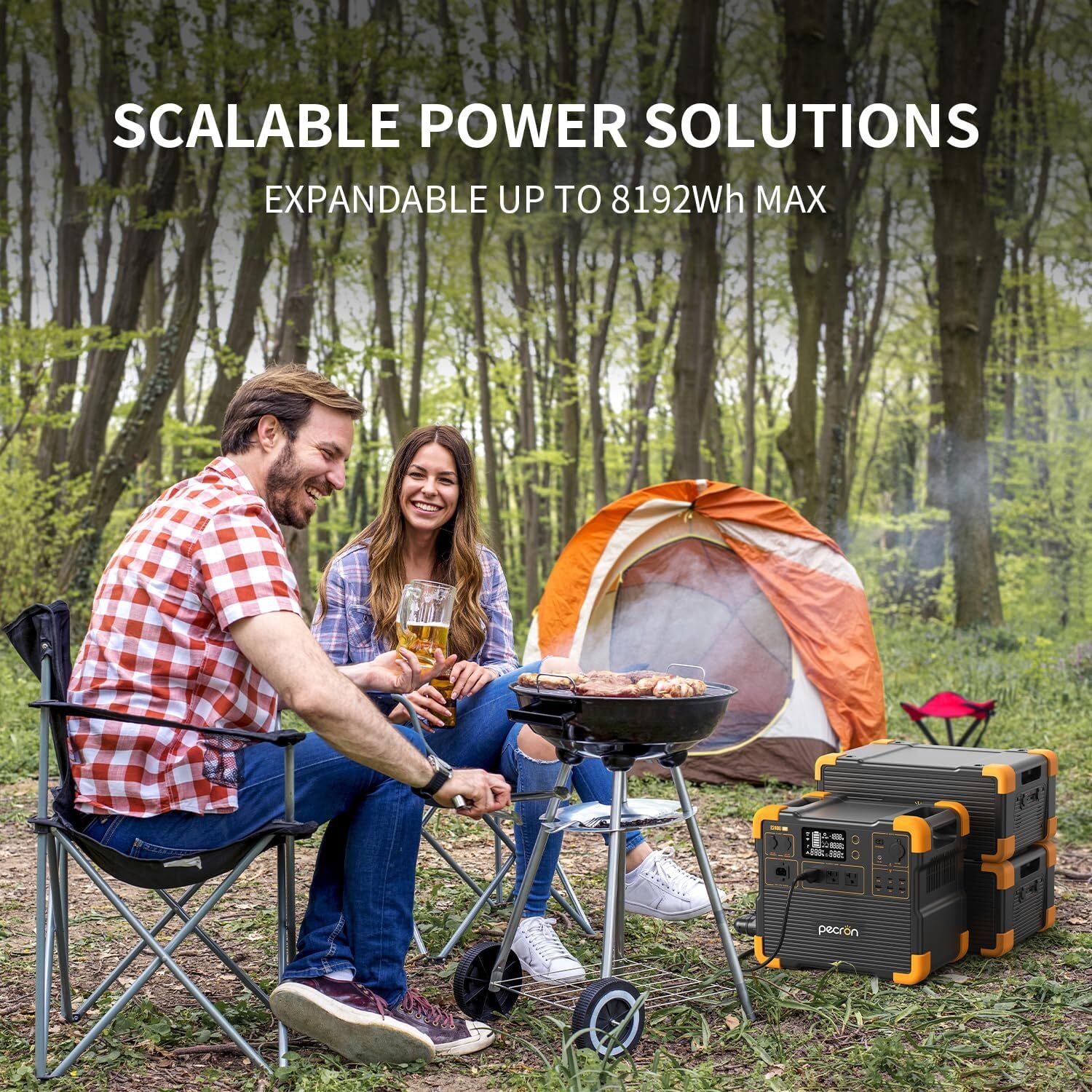 PECRON Used E2400LFP Portable Power Station 2048Wh Lifepo4 Battery Backup 2400W