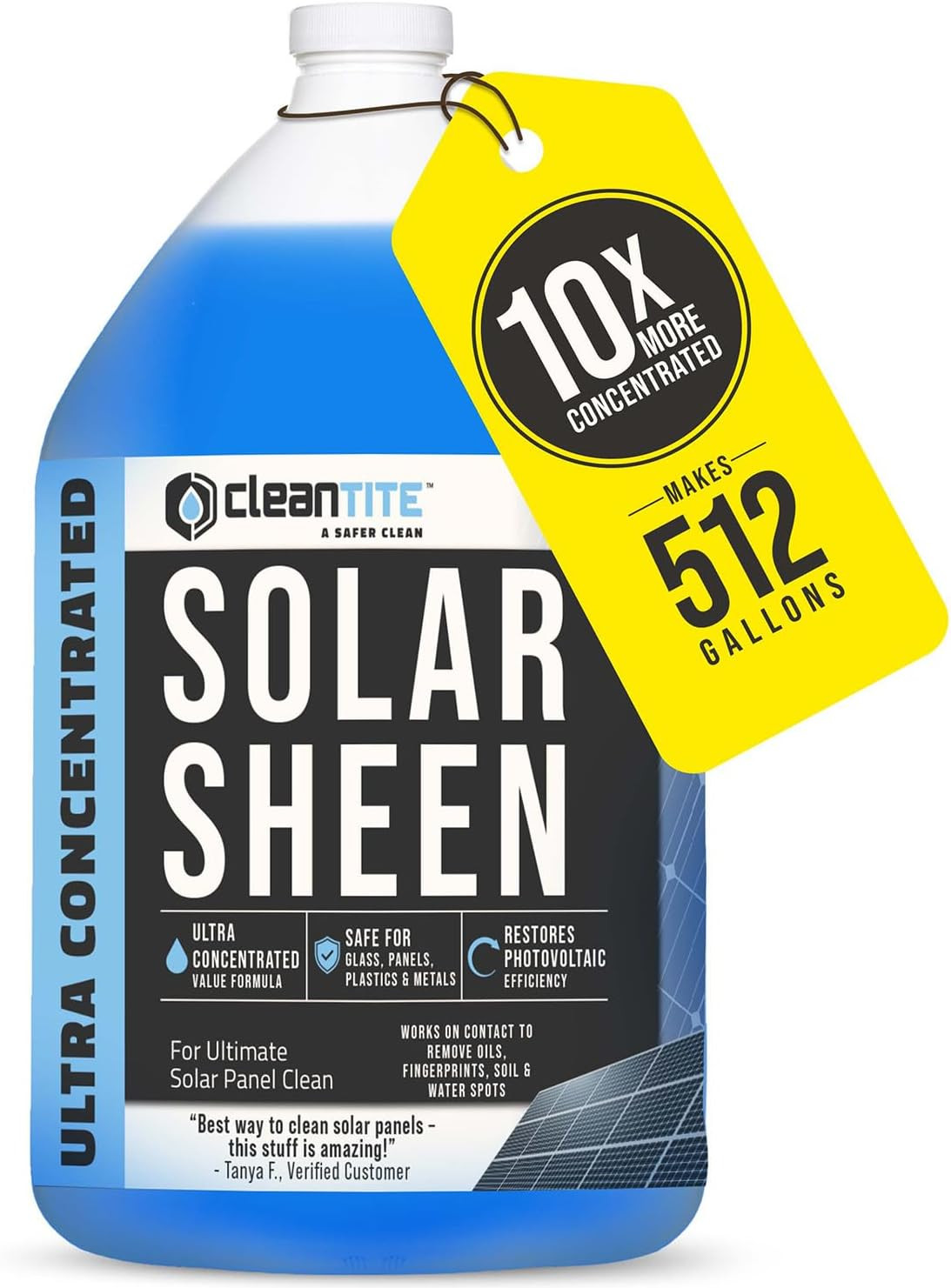 CLEANTITE Solar Panel Cleaner Solar Sheen (Makes 512 Gallons) – Super Concentrat