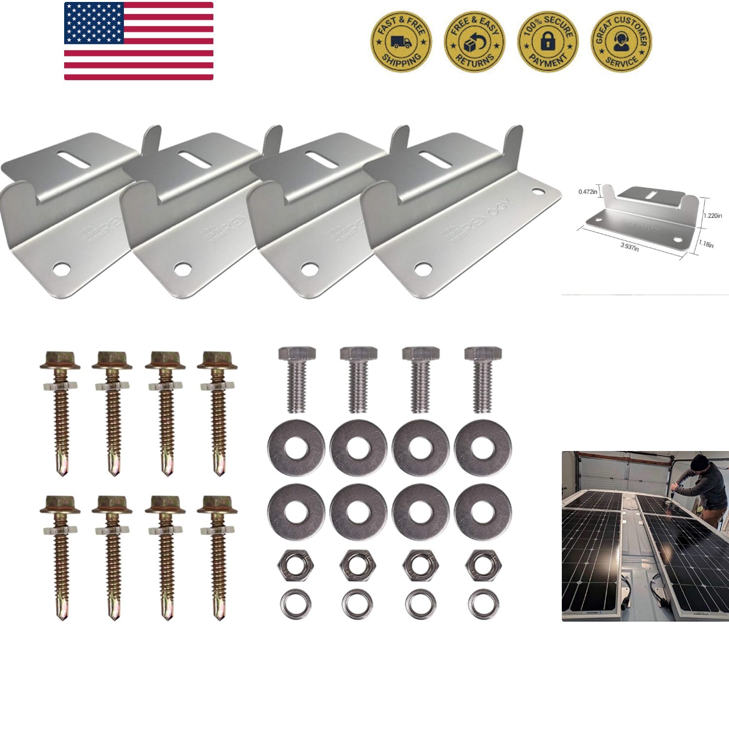 Solar Panel Mounting Z Brackets Lightweight Aluminum Corrosion-Free Construct…