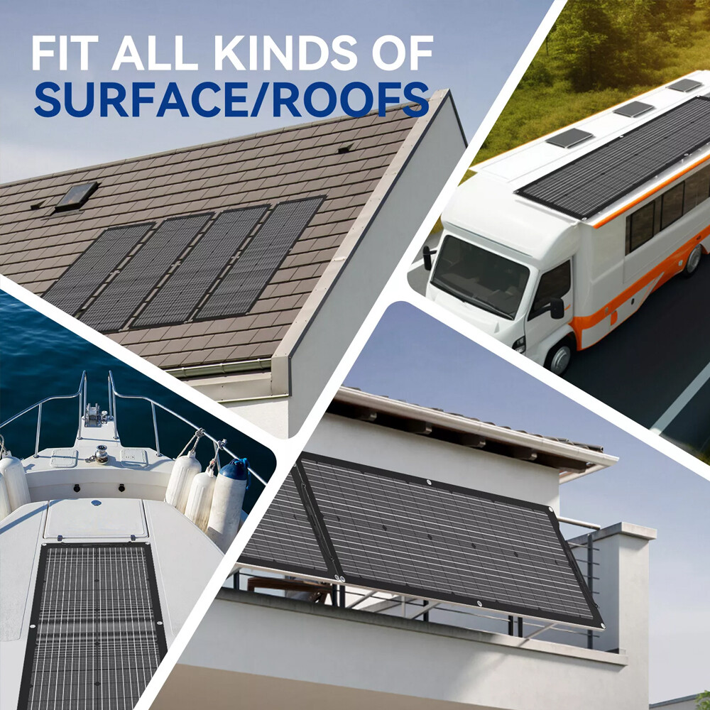 200 Watt Flexible ETFE Mono Solar Panel 18V 12V Car Boat RV Home Rooftop Camping