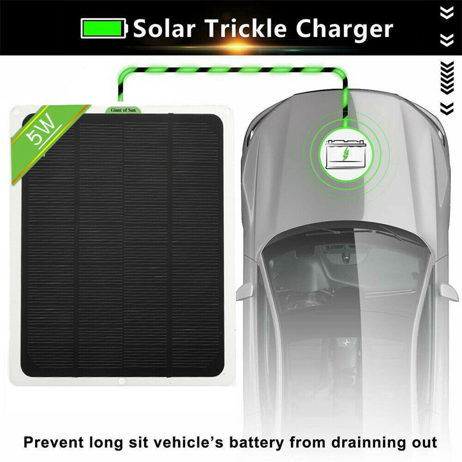 22W Solar Panel Trickle Charger Battery Charger Kit Maintainer Boat RV Car 12V