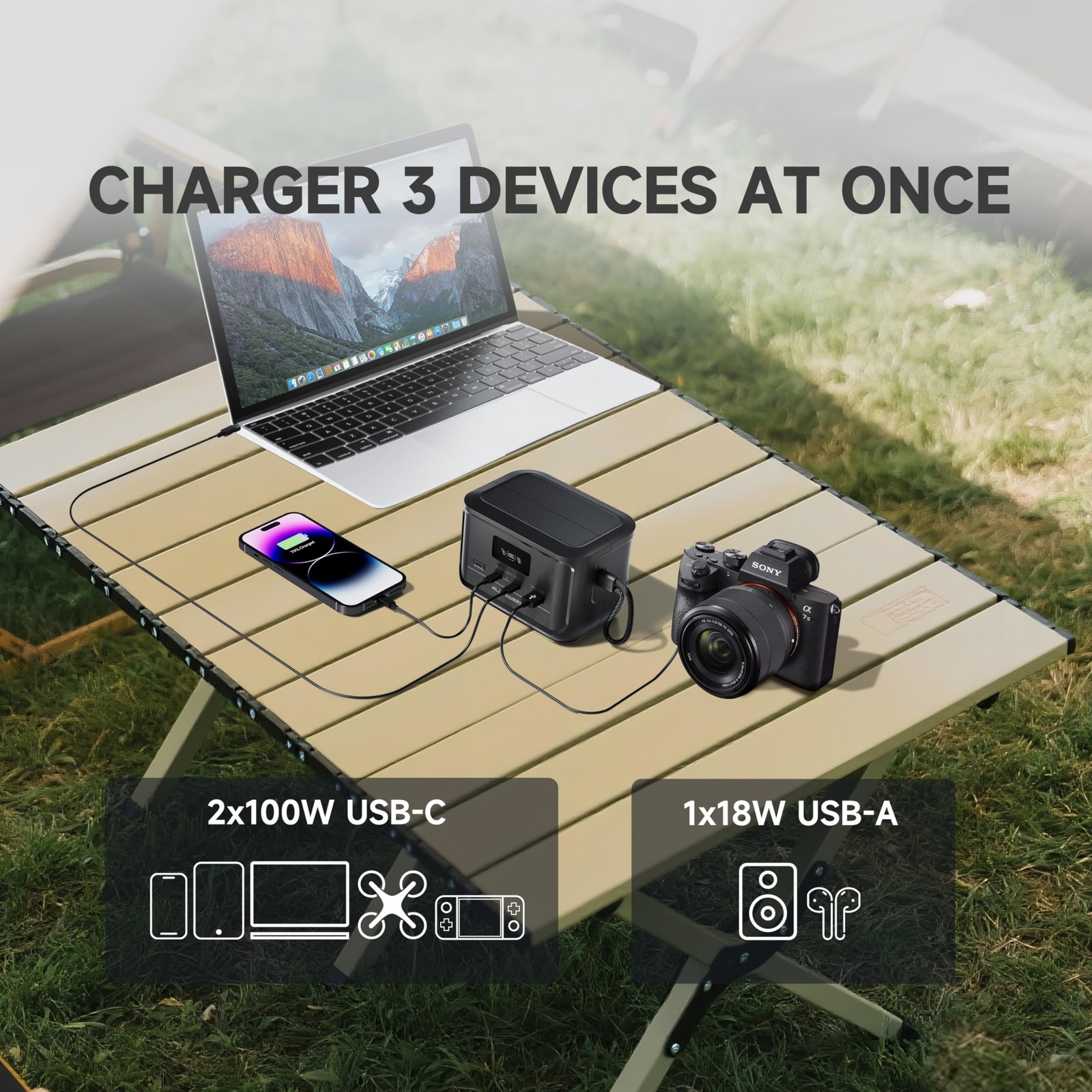 ALLPOWERS Portable Power Station 200W 154Wh Outdoor Solar Generator For Camping