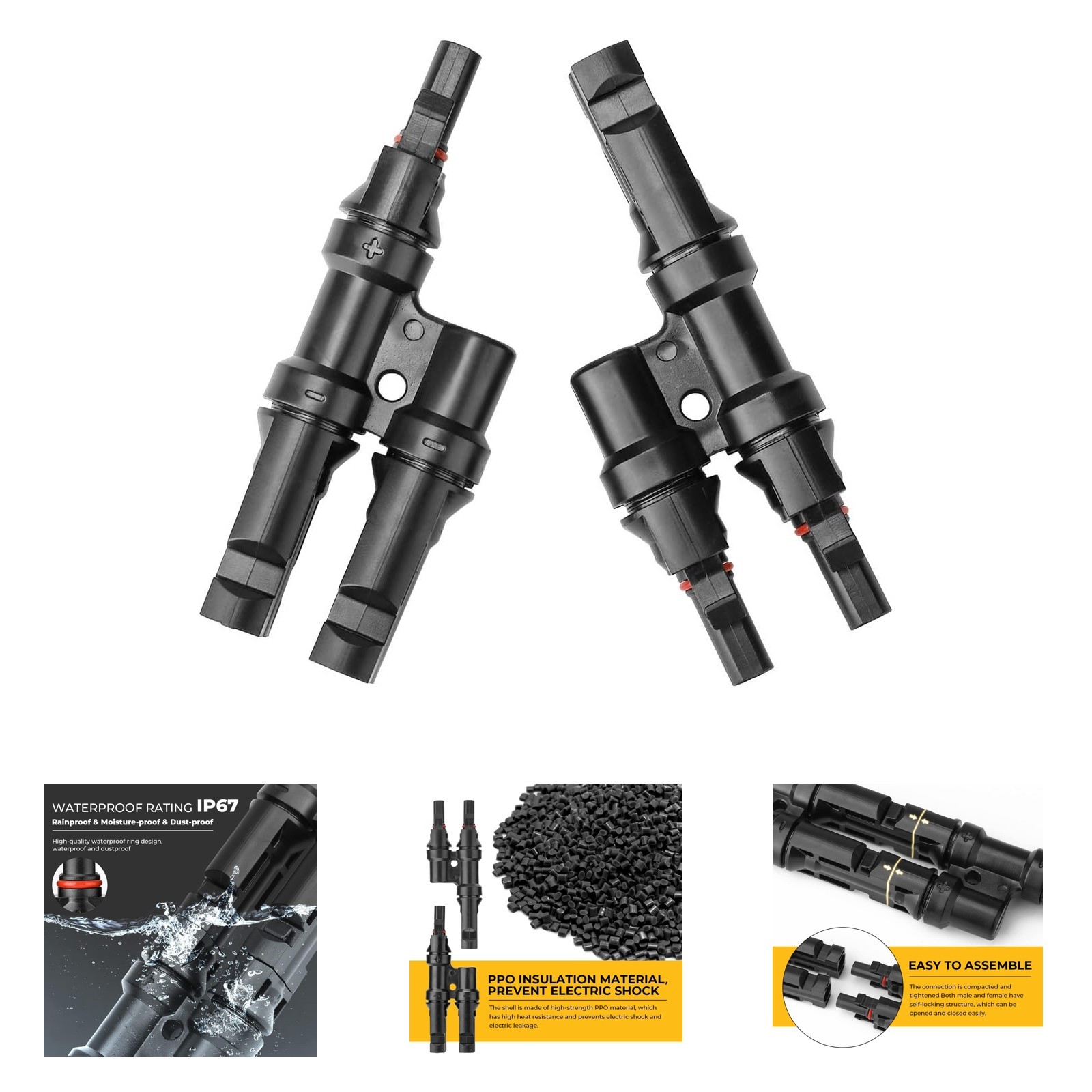 Solar Y Branch Connectors for Parallel Connection of Solar Panels FMM MFF 14AWG