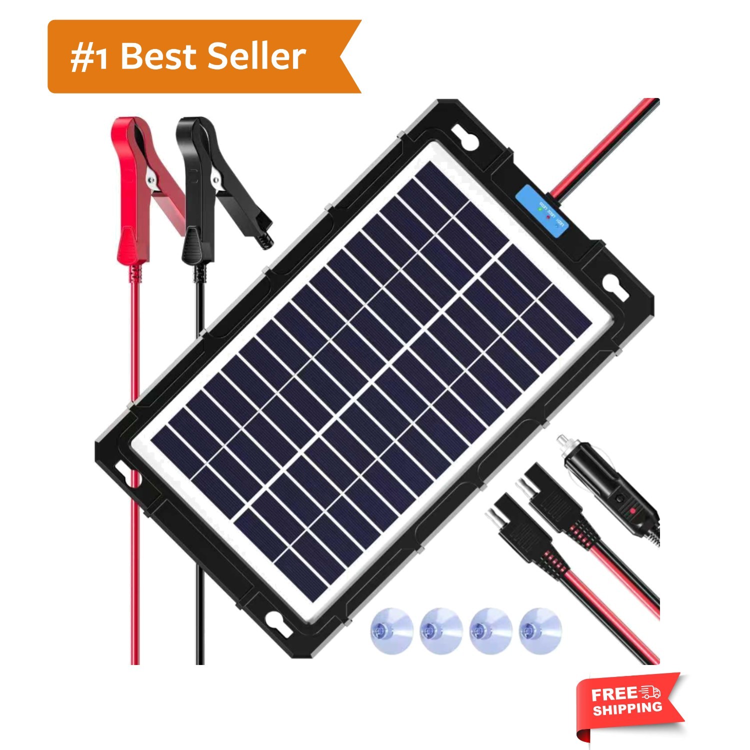 8W 12V Solar Battery Charger & Maintainer, Waterproof Solar Panel Trickle Cha…