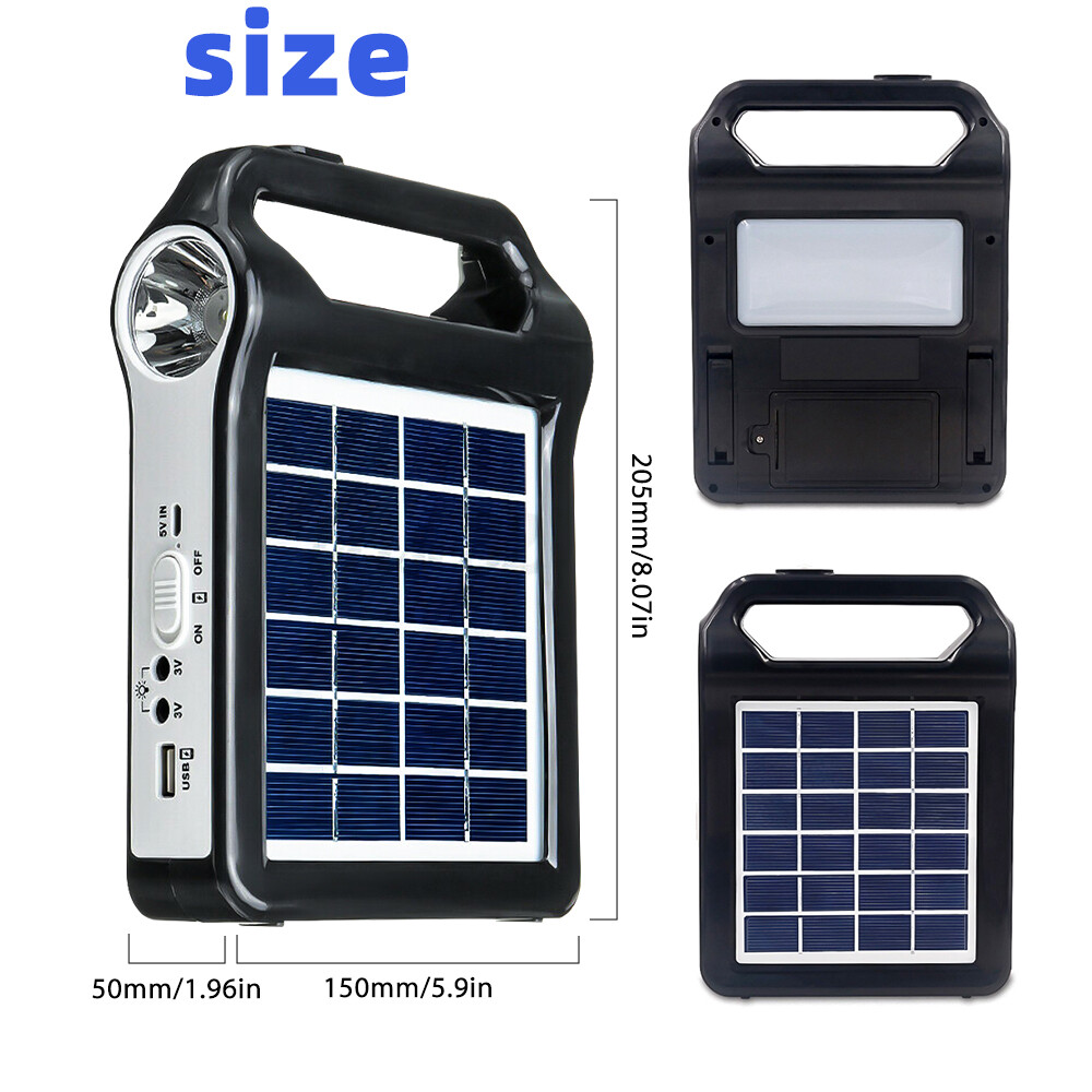 Portable Solar Generator USB Charger 6V 2W Power Storage System with Flashlight