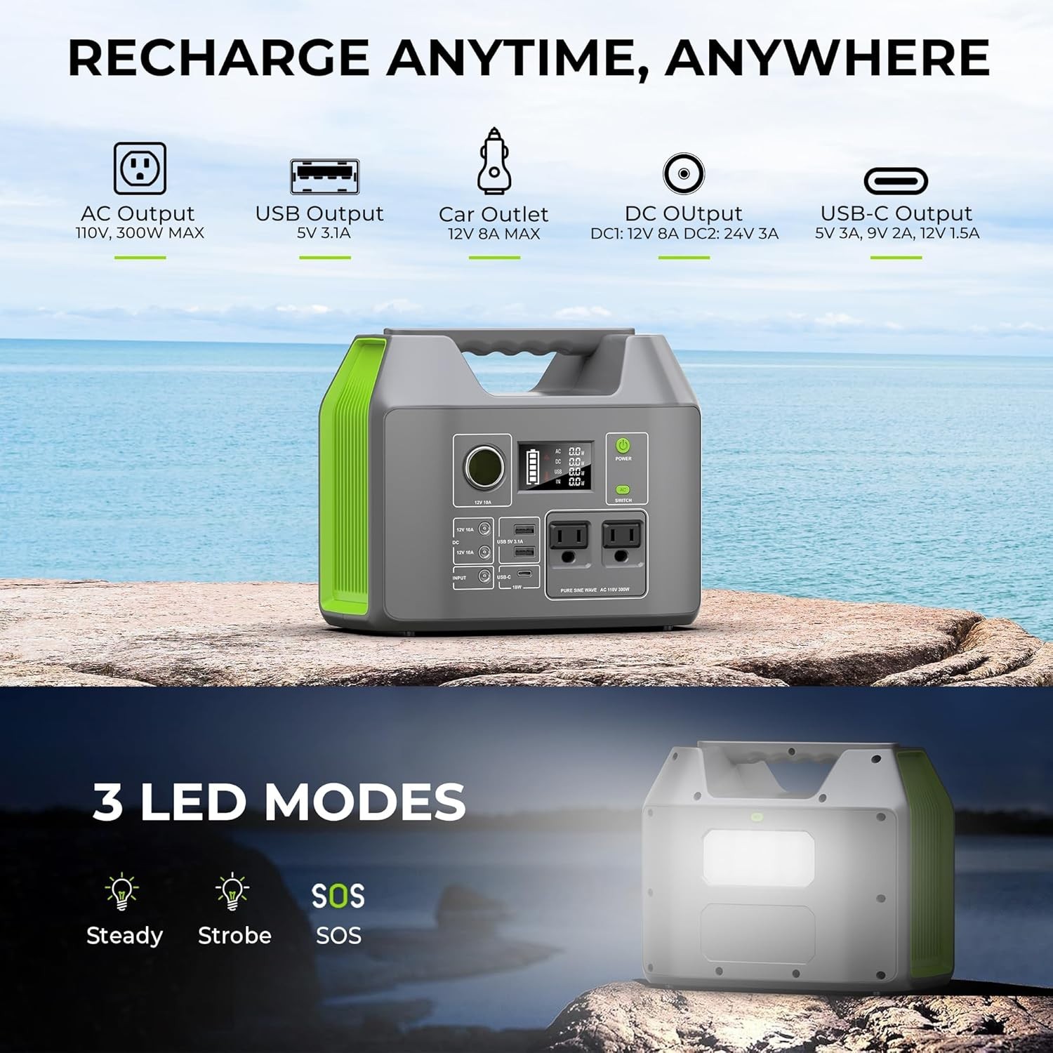 Portable Solar Generator Lithium Battery 300W Power Station for Camping