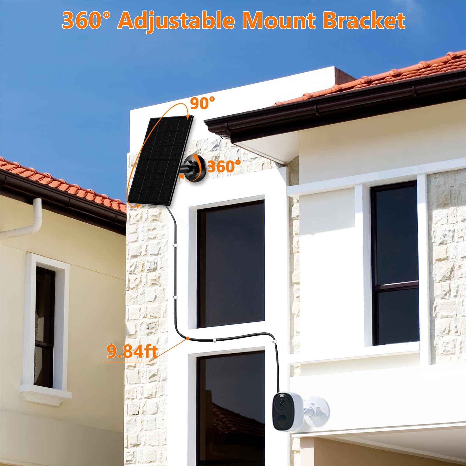 FUTUREZEN 6W Solar Panel for Security Camera Outdoor, 5V USB/USB-C Solar Char…