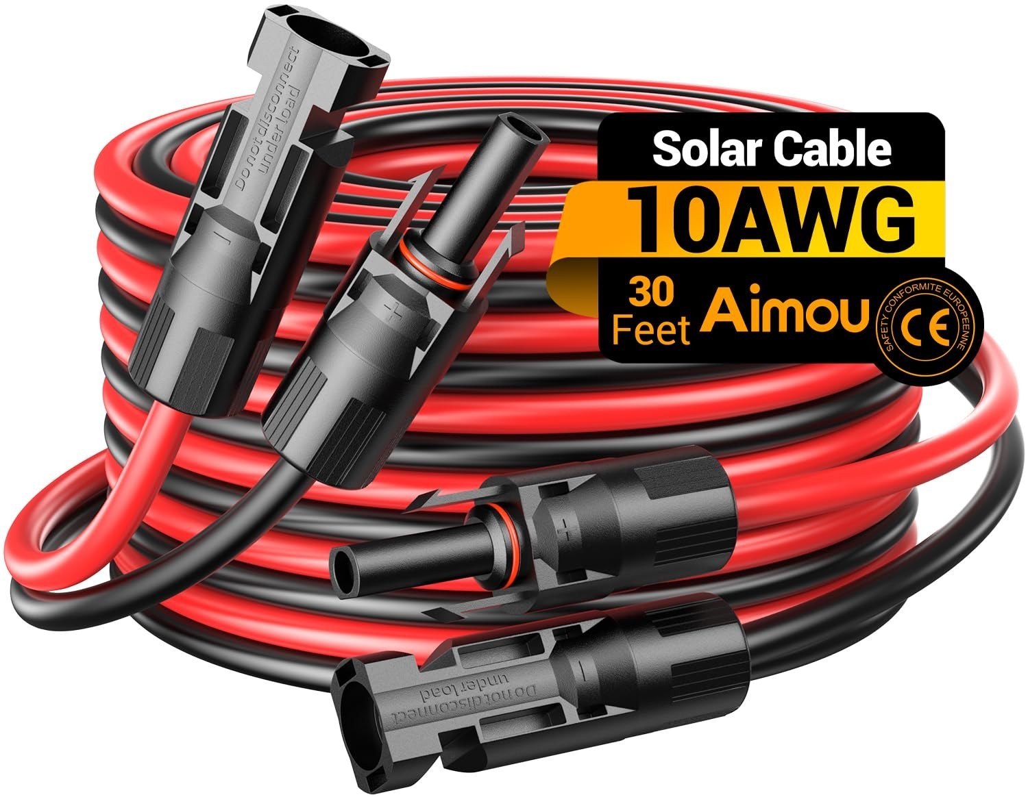 30FT 10AWG Solar Extension Cable – 10 Gauge Wire with Male/Female Connectors for