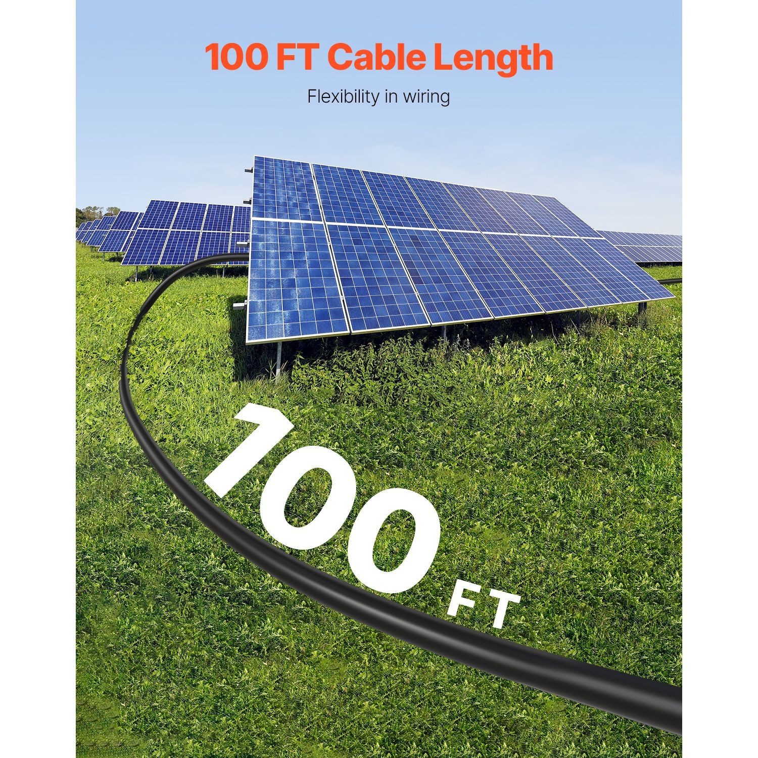 100FT 10AWG Solar PV Cable Waterproof Black