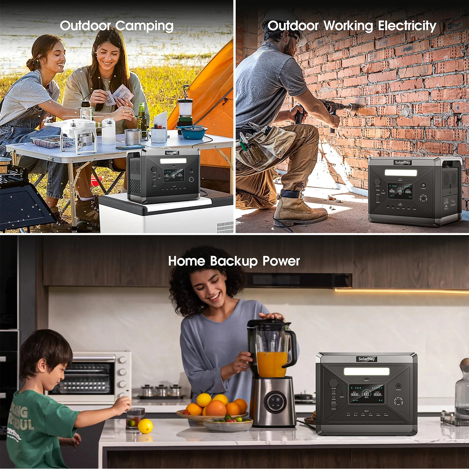 SOLARPLAY Q2501 2160Wh Portable Power Station 2400W Solar Generator LiFePO4
