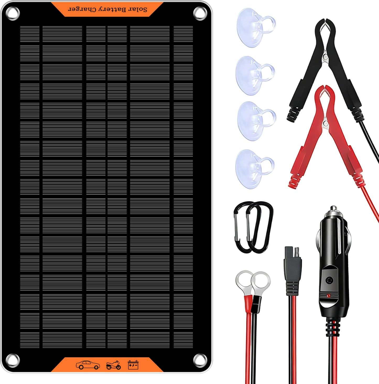 12 Volt 10 Watt Solar Car Battery Charger & Maintainer, Solar Panel Trickle Char