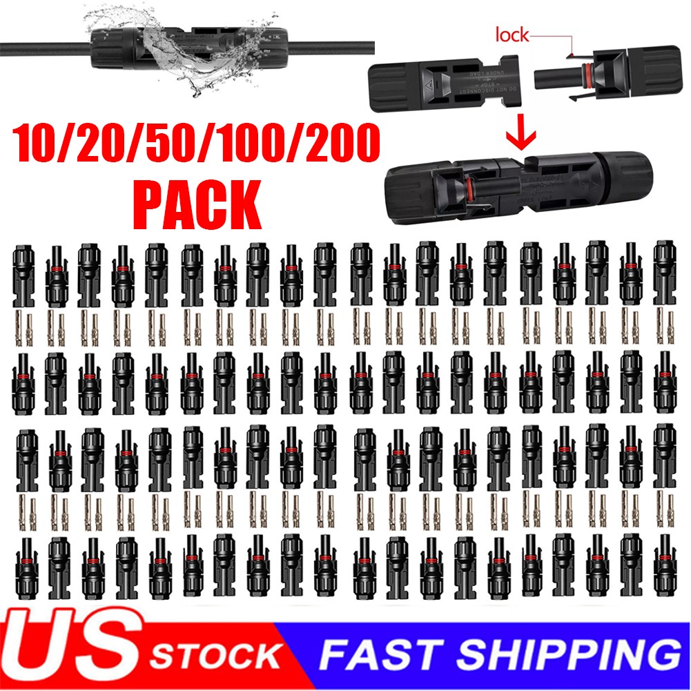 10/20/50/100/200 Pairs Male Female Solar Cable Connectors For DIY Solar Panel