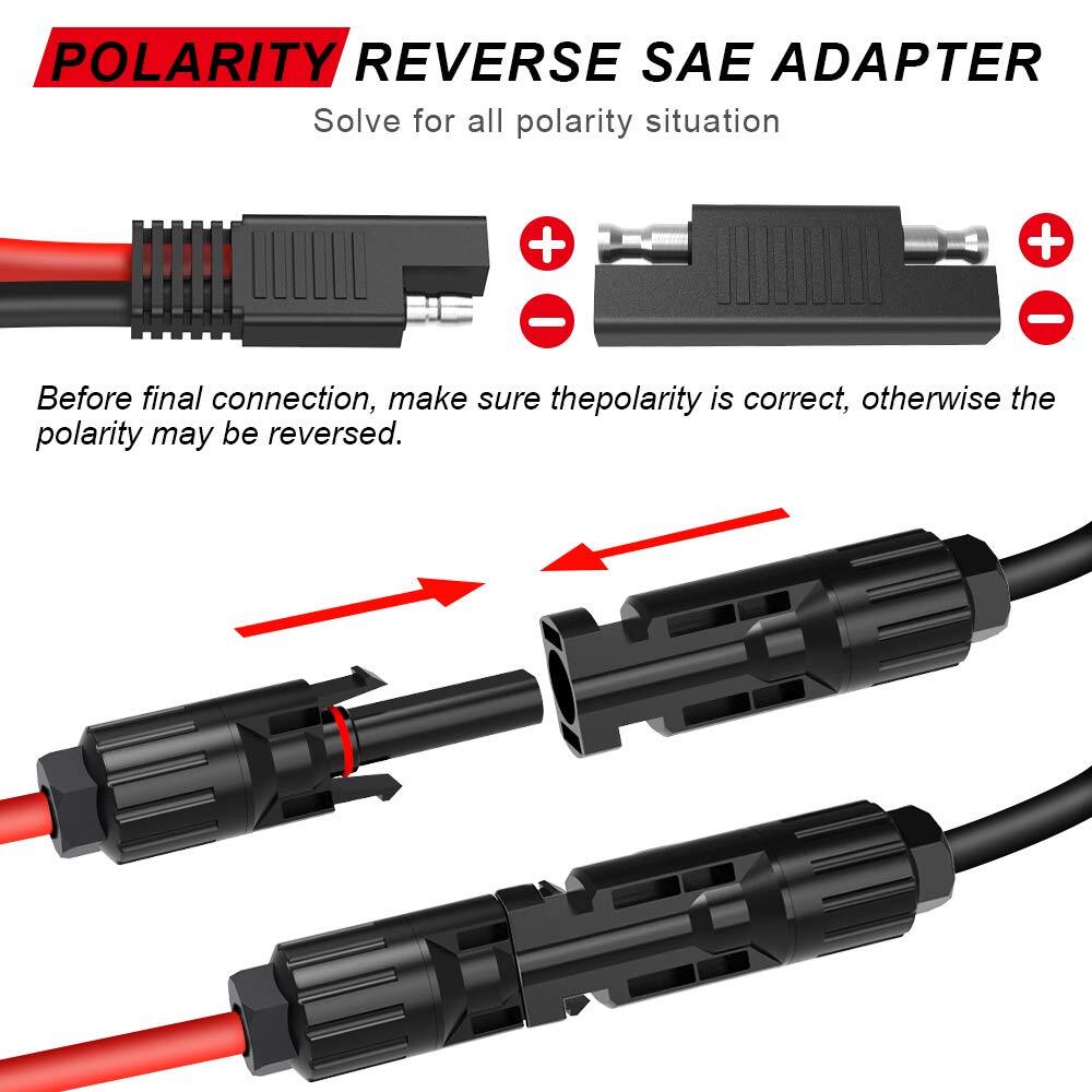 Solar Panel Connector Cable 10AWG SAE Connector to Male & Female Solar Connec…