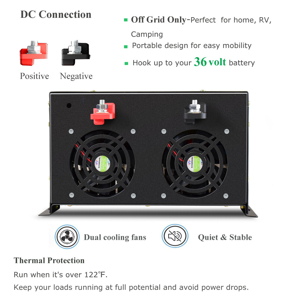 Pure Sine Wave Inverter 36V DC to AC 110V 120V Power 7000W Generator Carvan Car