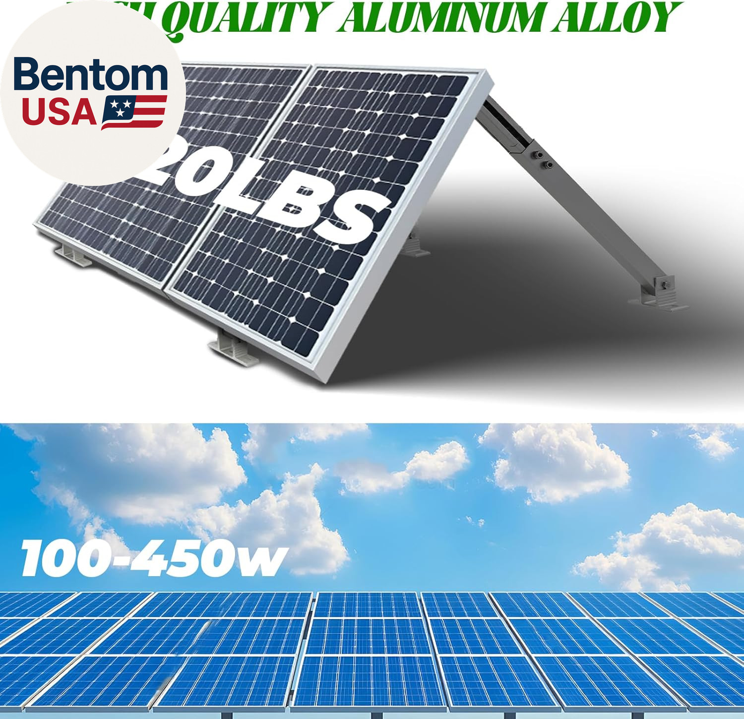 Solar Panel Mounting Brackets, 2 Sets Adjustable Solar Panel Tilt Mount Brackets