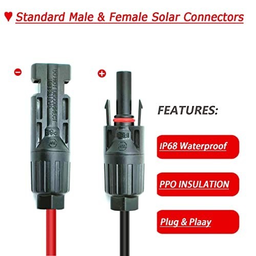 Solar Panel Charging Kit with XT60i Connectors & 50FT 12AWG Cable for Power Stat