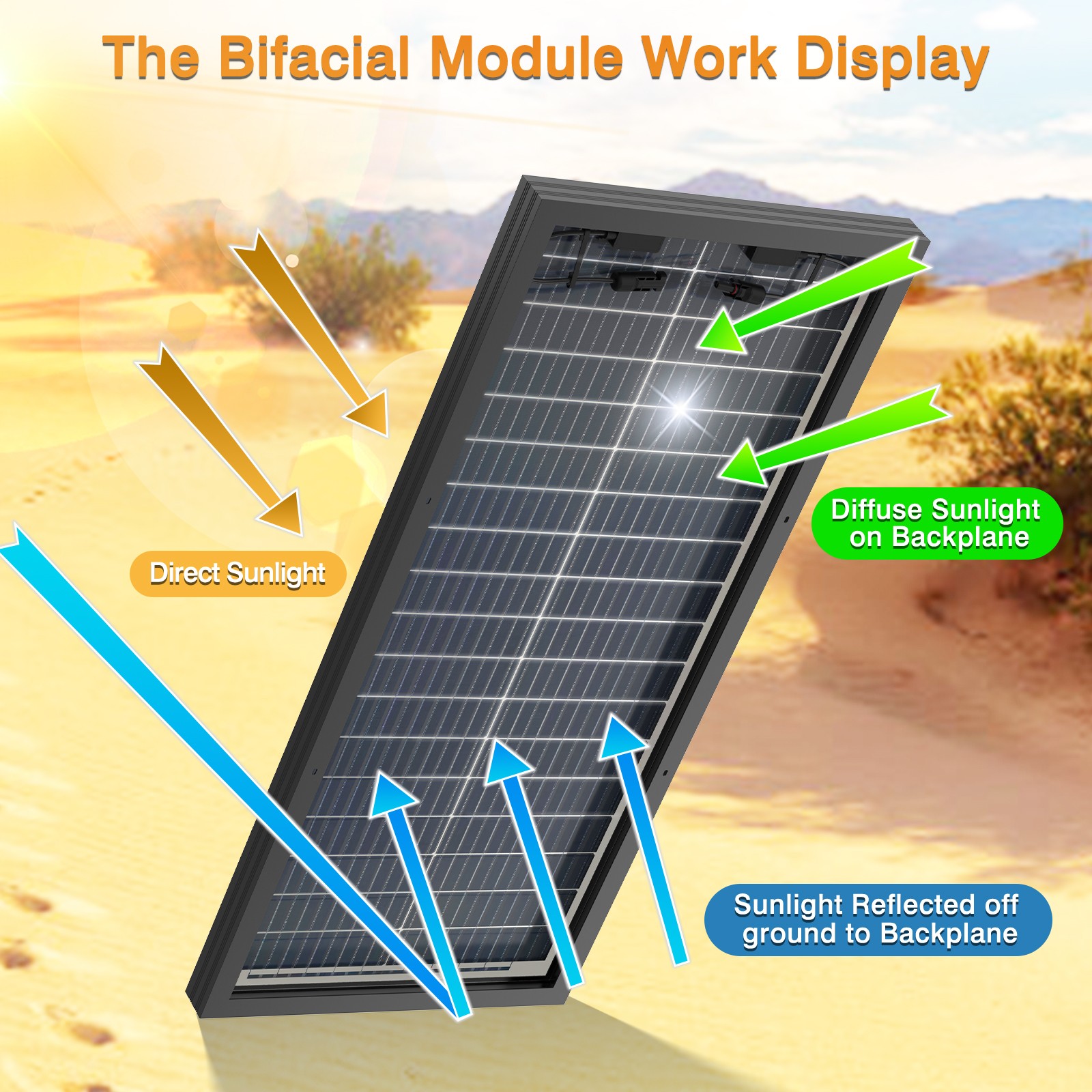 2*100W solar panel, 18BB , 25.5% efficient photovoltaic module