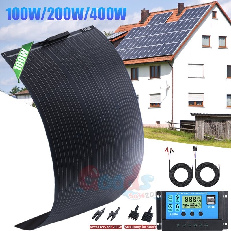 200W 400W Flexible Solar Panel Kit Mono 12V Ultra Thin for RV Camper Off-Grid