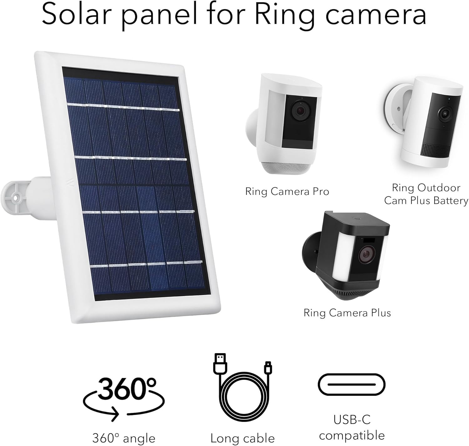 Reliable Solar Charging Solution for Ring Cameras with USB Type-C Connector