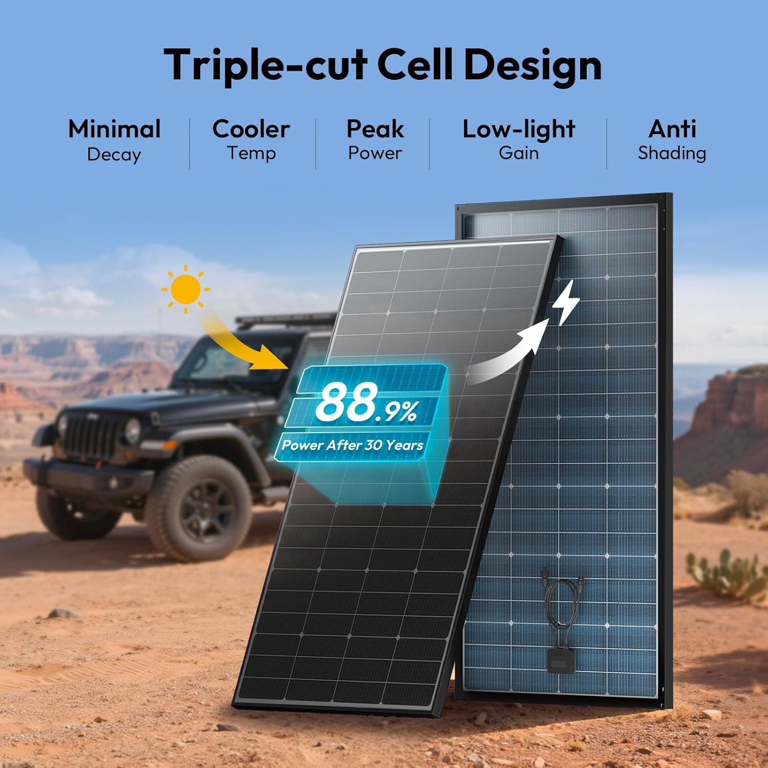 JJN Bifacial 400 Watt Solar Panel 16BB N-Type 2 Pcs 200W 12V Monocrystalline