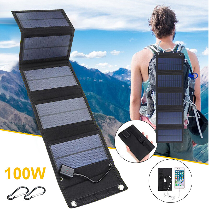 PFCTART 100W Portable Solar Power Bank USB Charger Waterproof for Phone Camping