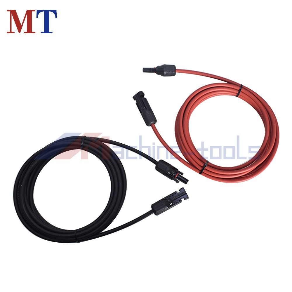 15 FT Black+Red 1 Pair 12AWG Solar Panel Extension Cable Wire Connector
