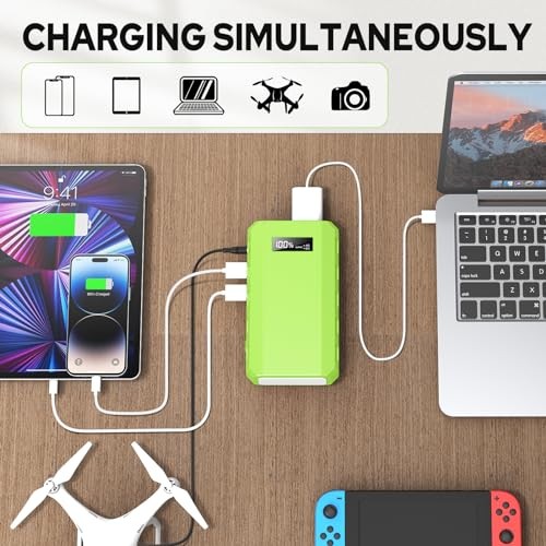 Portable Power Station with AC Outlet, 65W/110V External Battery Pack A-Green