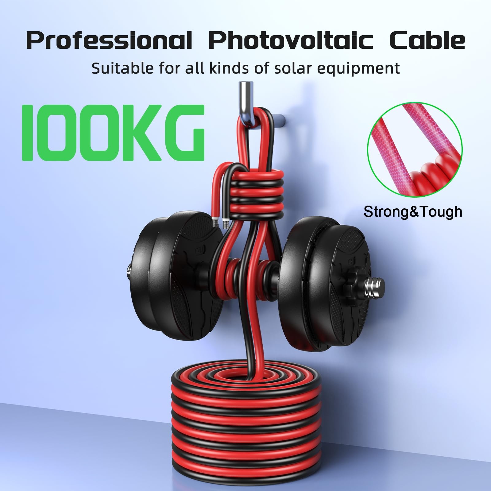 Solar Panel Wire 50Ft Black and 50Ft Red Kit, 10AWG (6mm²) Solar Panel Extens…