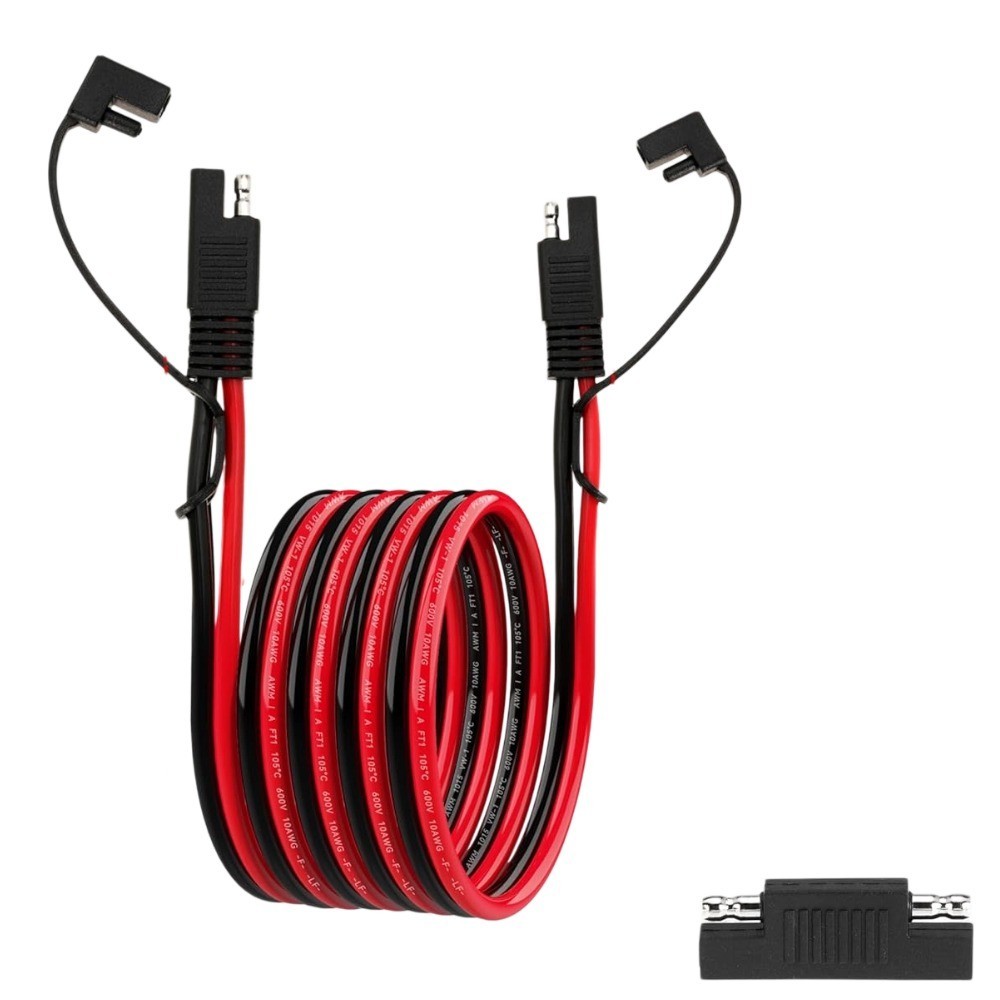10AWG SAE Extension Cable 10FT with SAE Polarity Reverse Adapter for Solar Panel