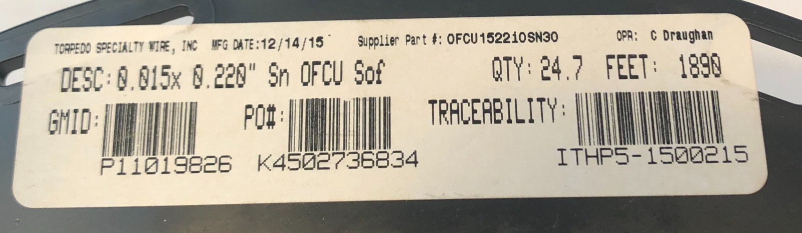 PV Ribbon Copper .015″ X .220″ Tinned – Torpedo Specialty Wire –
