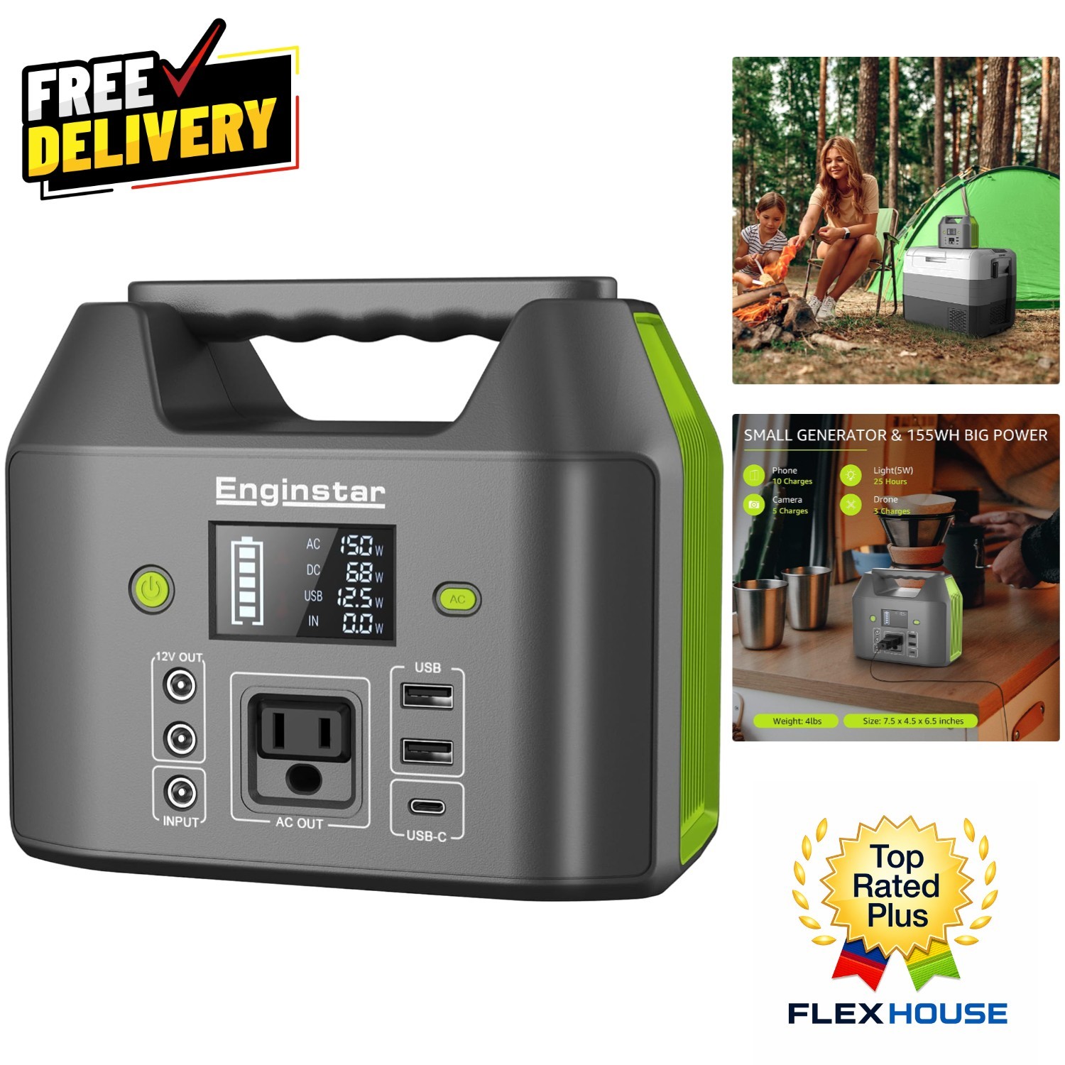 Lightweight 155Wh Power Bank – 110V AC Outlet & LED Light for Outdoor Adventures