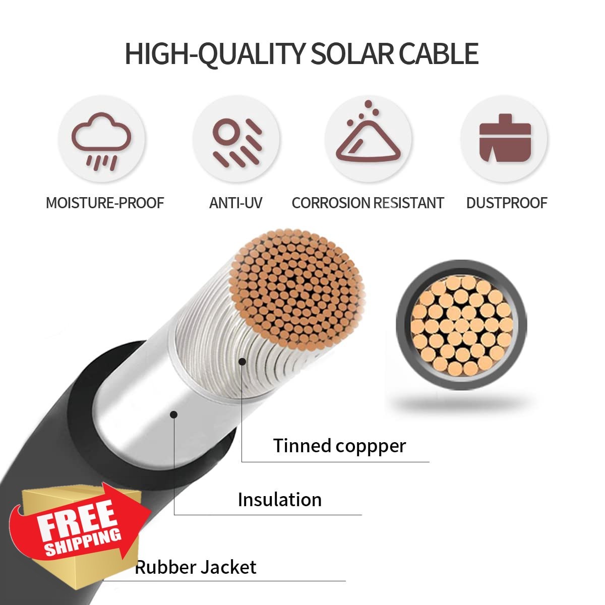 ELFCULB 20FT 12AWG Solar Extension Cable Pair