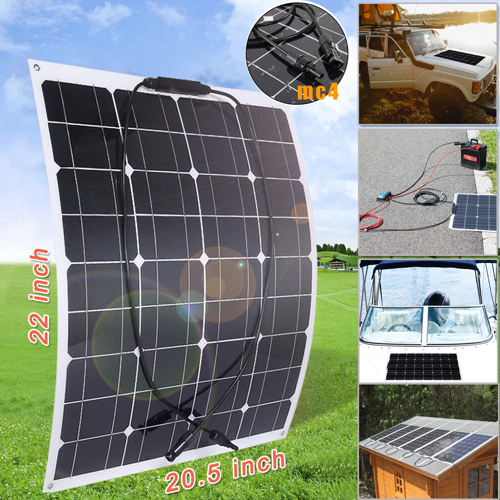 Flexible Solar Panel 50 Watt 12V Lightweight Mono High-efficiency For Camping RV
