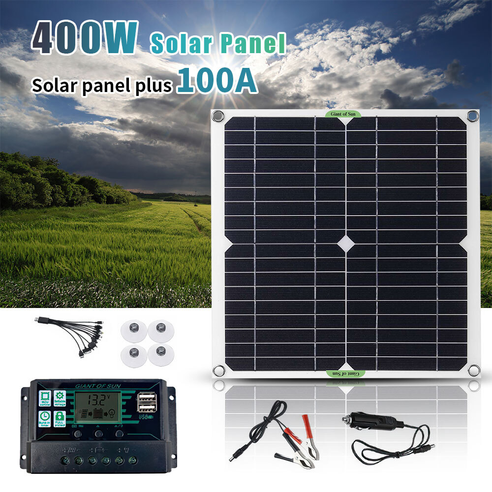400W Solar Panel Kit 100A Controller 12V Battery Charger Off-Grid Car Boat LOT