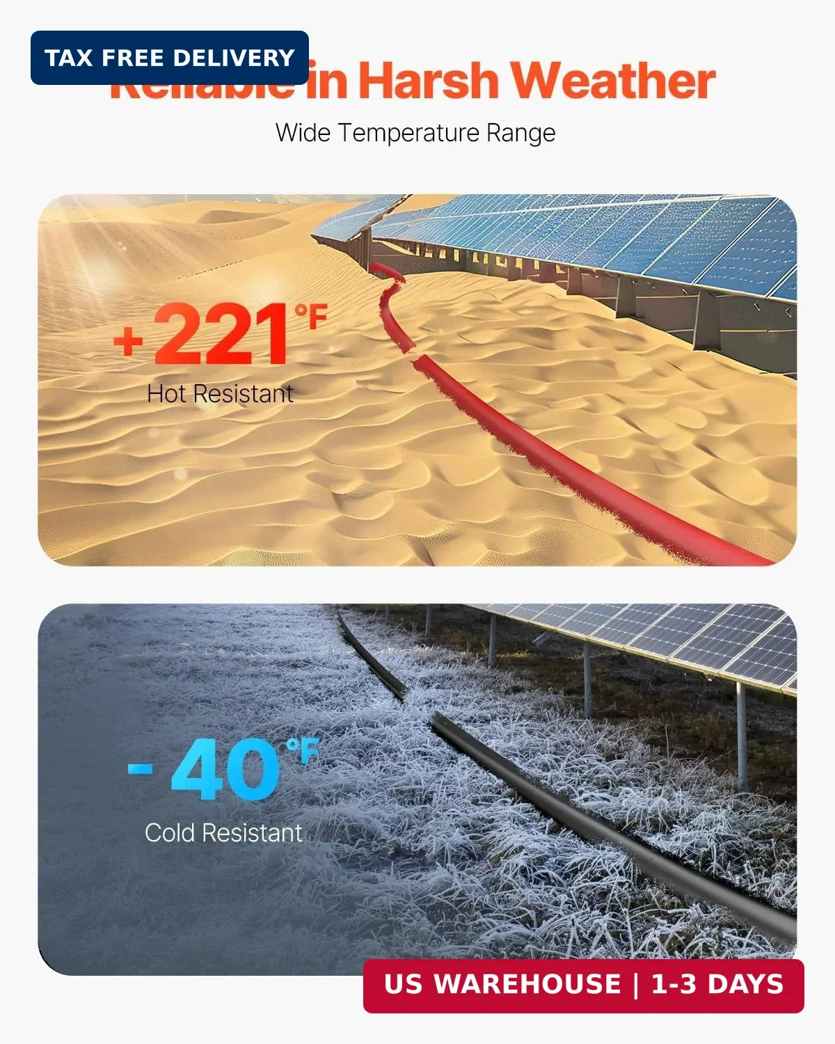 VEVOR 100FT Solar Cable 10AWG, Solar Panel Extension Wire 6mm² PV Cable with Wat