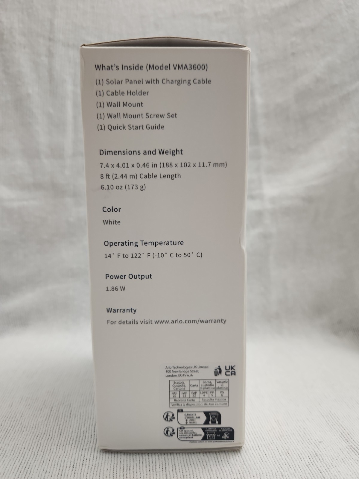 Arlo Essential Solar Panel Charger VMA3600 Micro USB Cable Model [BRAND NEW]