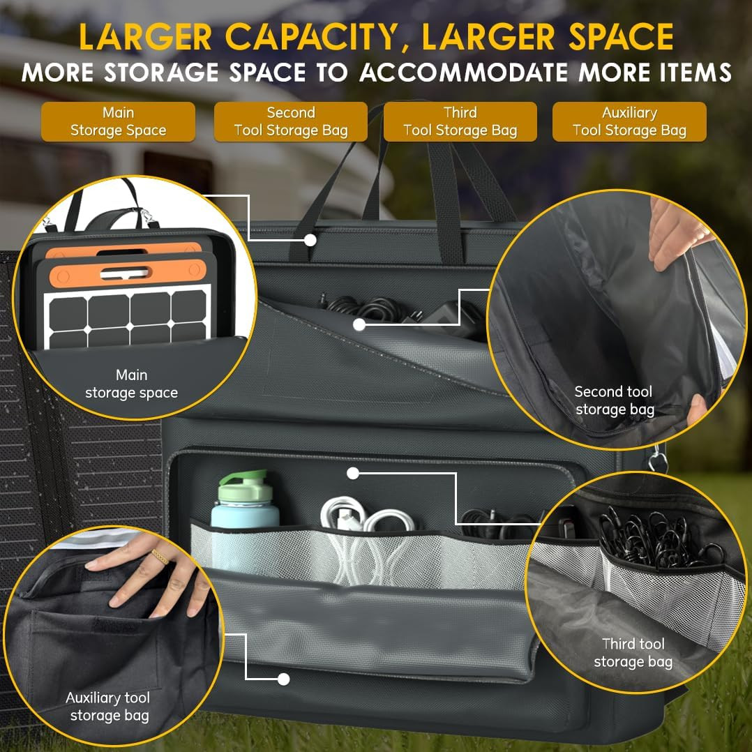 Solar Panel Storage Bag, Compatible with Jackery Solarsaga 100W 100X 200W, Doubl