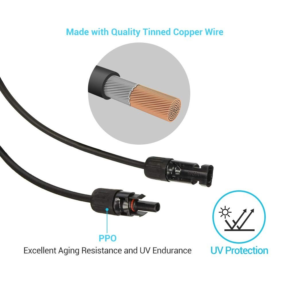 Versatile 15FT Weather-Resistant Solar Extension Cable for Efficient Power Setup