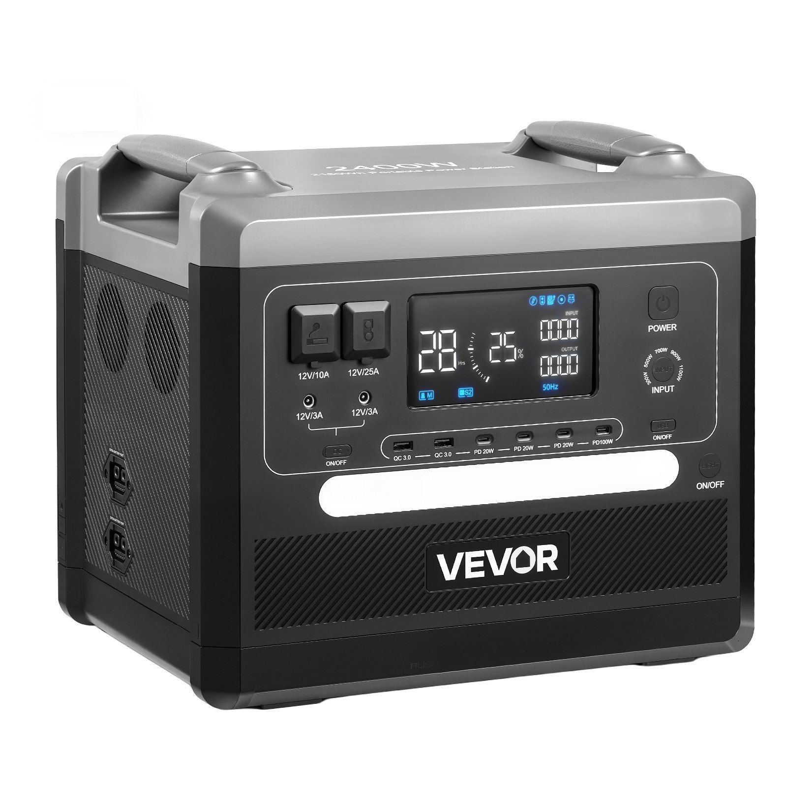 2400W 2160Wh LiFePO4 Power Station w/ 10 Ports, Expandable to 6480Wh