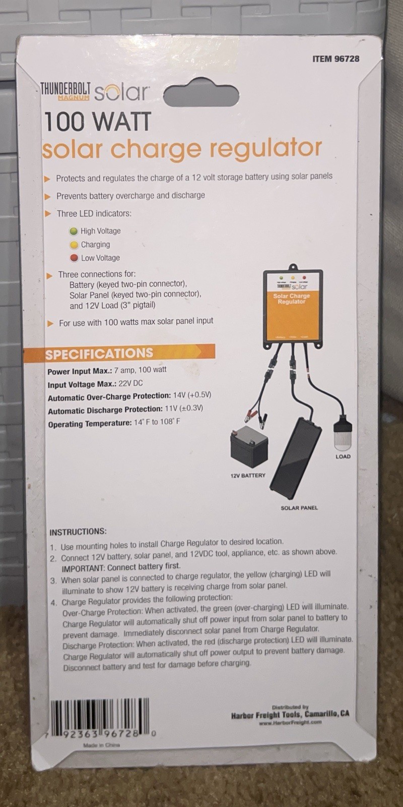 Thunderbolt Magnum 100 Watt Solar Charge Regulator #96728