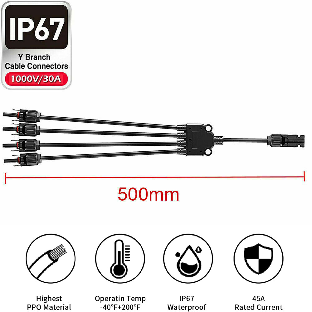 30A Solar Panel Connector Y Type Cable for FFM MMF PV Wire Connector T Splitter