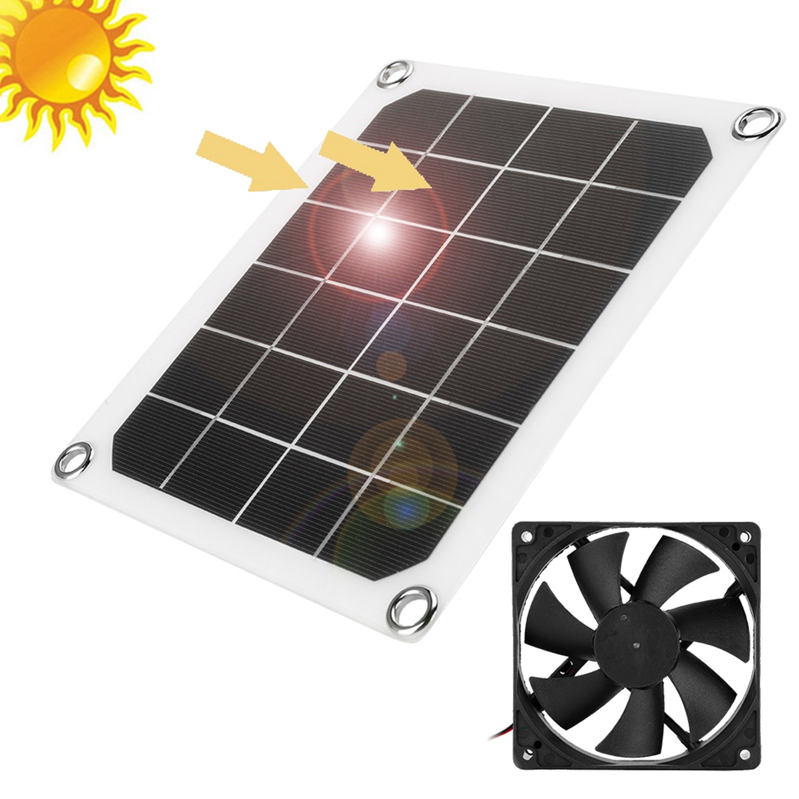 6V 10W Outdoor Solar Power Panel Exhaust Fan USB Charging For Greenhouse Chicken