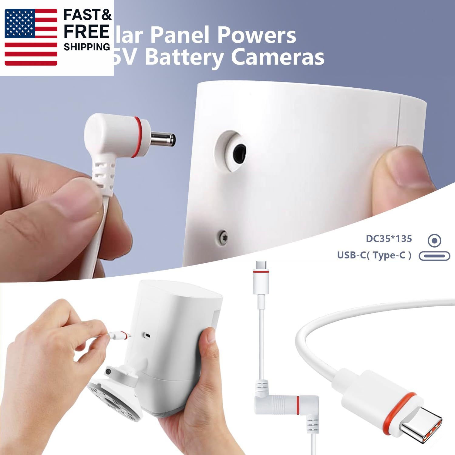 6W Solar Panel for Ring Camera, Solar Charger Compatible with Ring Spotlight/S