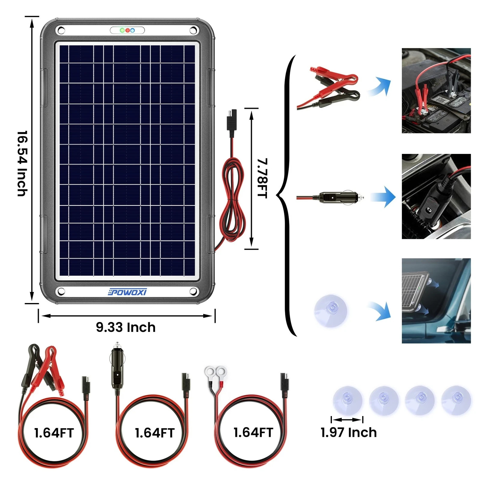 POWOXI 12W MPPT Solar Battery Charger Maintainer 12V Car RV Boat Trailer Panel