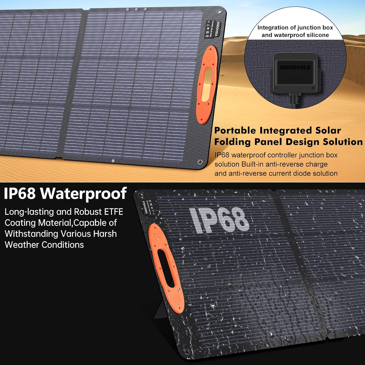 N-Type 16BB 220W Portable Solar Panel for Ef/Jackery/Bluetti/Anker Power Station