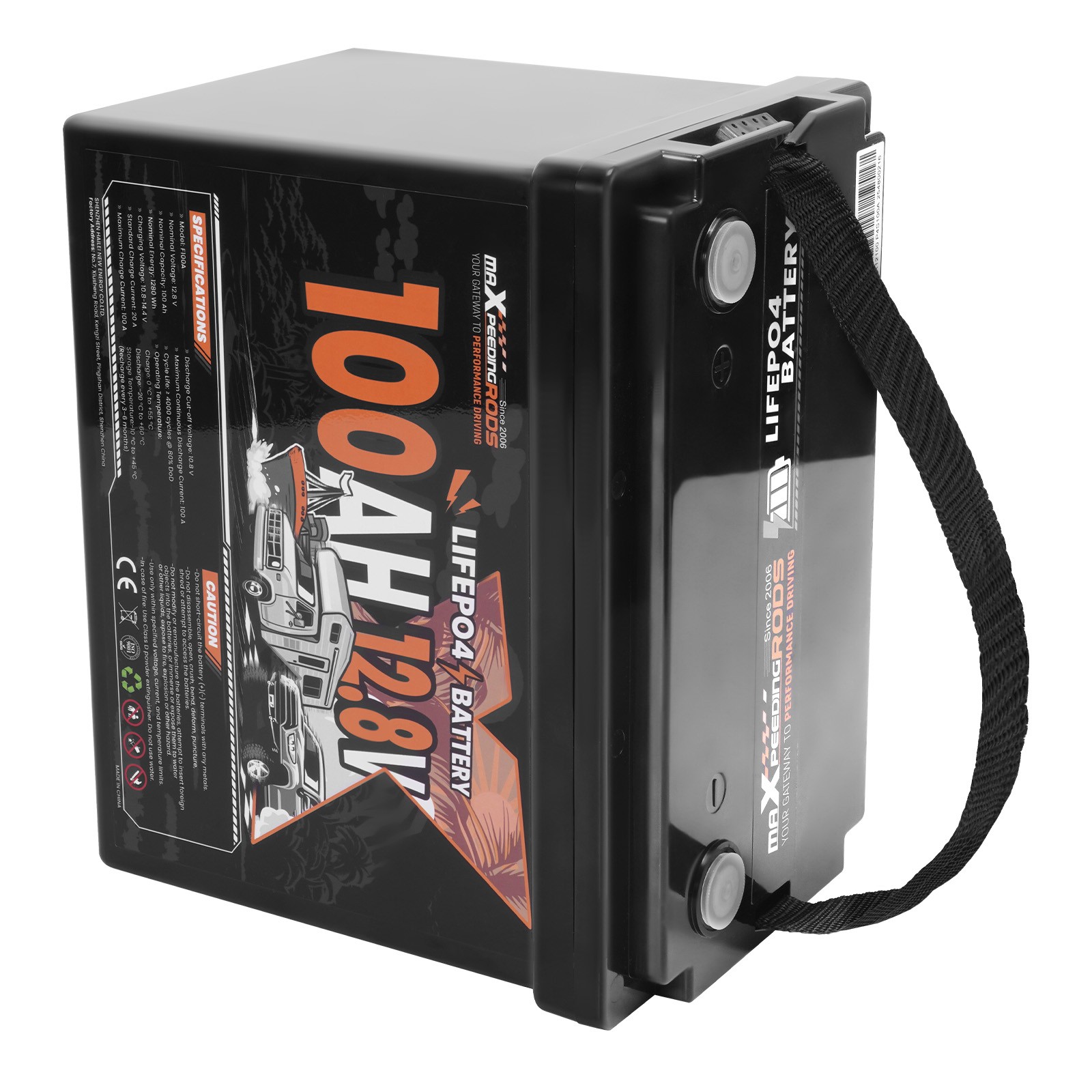 Marine Boat Battery 12V 100Ah LiFePO4, Built-in BMS, Expandable 20.48kWh